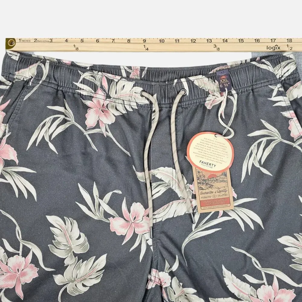 NWT Faherty Shorts Mens XXL Gray Essential Drawstring Lightweight Tropical